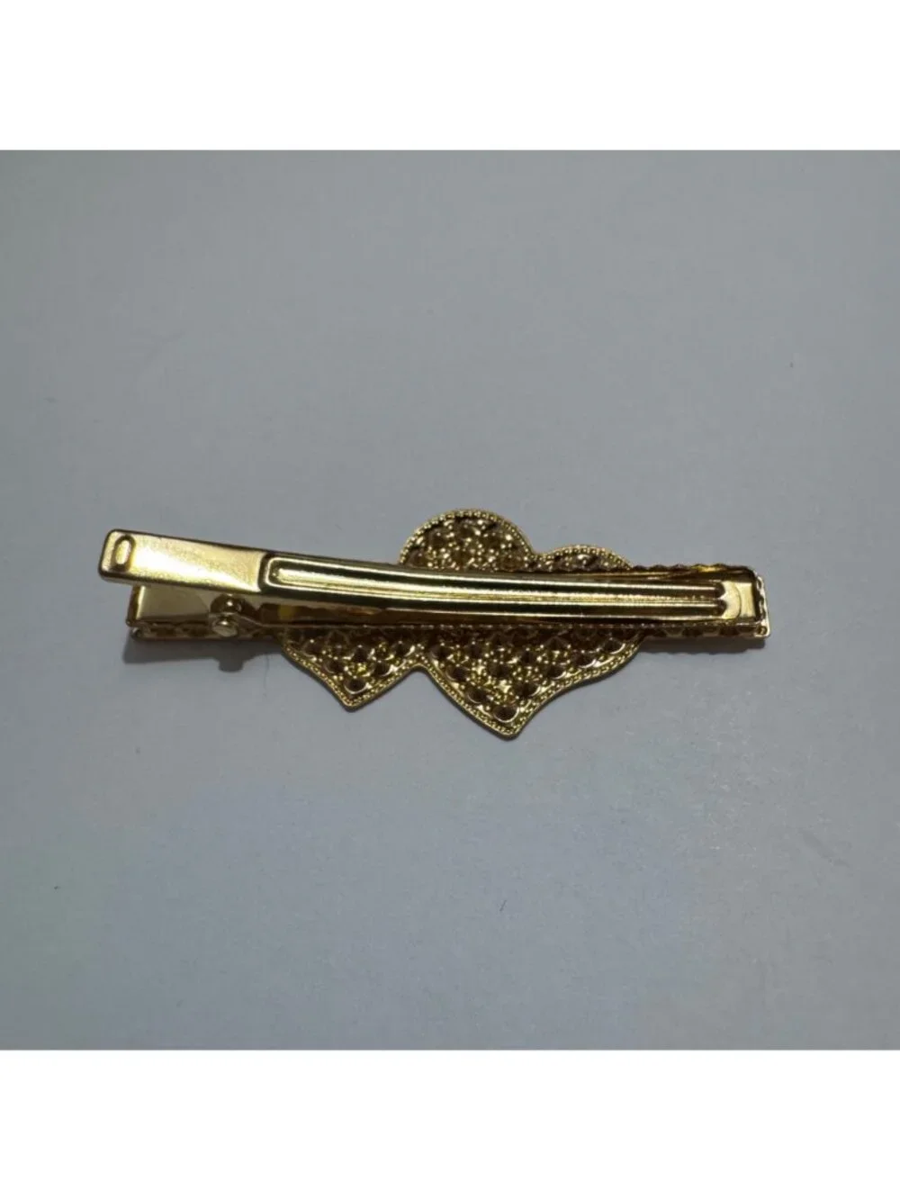 Gold-Tone Double Heart Hair Clip With Rhinestone Accents Stylish & Elegant New
